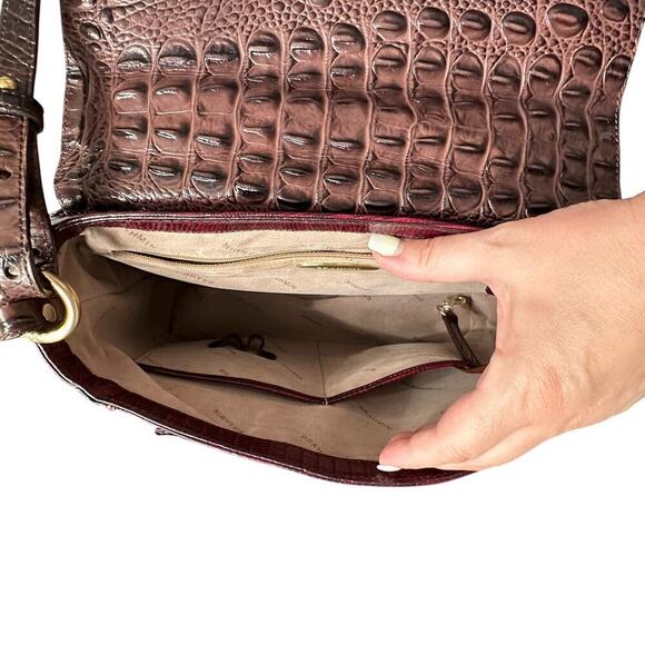 Brahmin Melbourne Leather Red/Black Oxford Flap Satchel - Picture 13 of 15